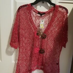Elegant Red Crochet Women Top